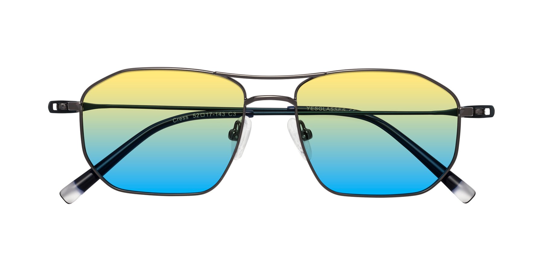 Folded Front of Cress in Gunmetal-Blue with Yellow / Blue Gradient Lenses