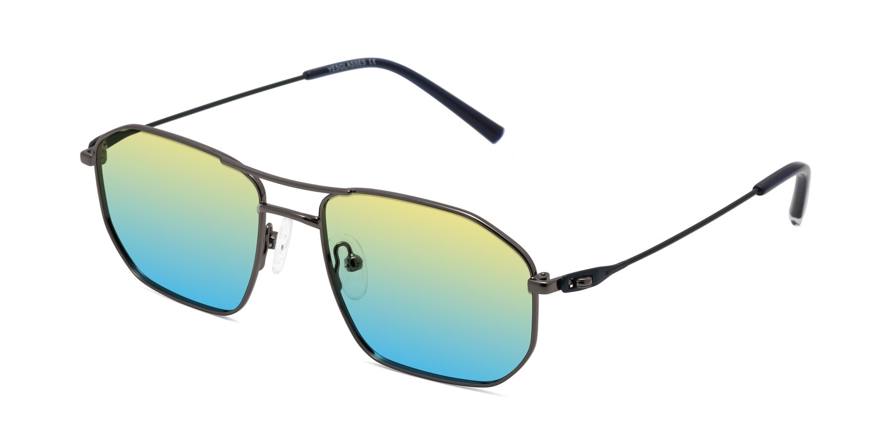 Angle of Cress in Gunmetal-Blue with Yellow / Blue Gradient Lenses