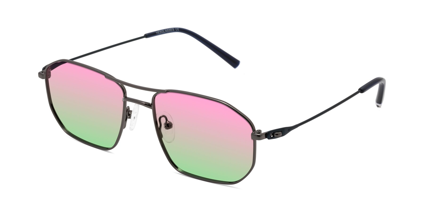 Angle of Cress in Gunmetal-Blue with Pink / Green Gradient Lenses