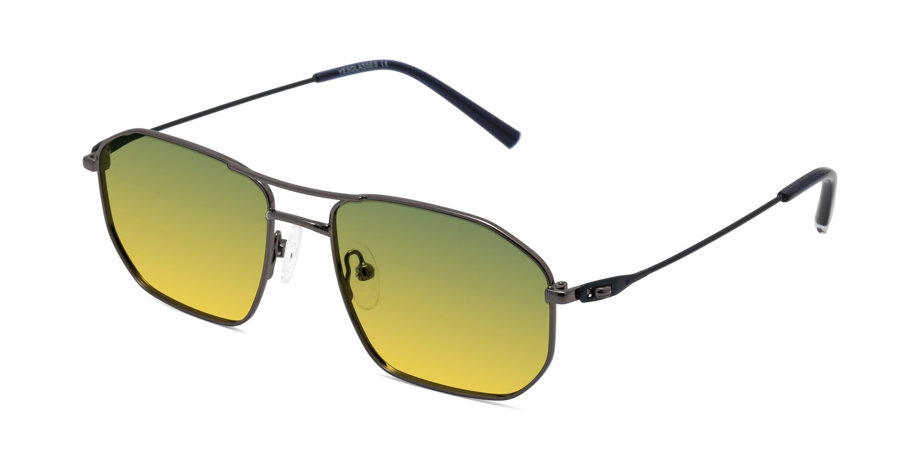 Angle of Cress in Gunmetal-Blue with Green / Yellow Gradient Lenses