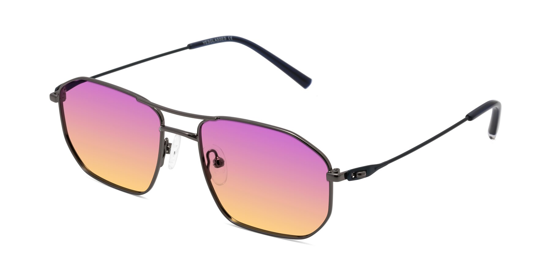 Angle of Cress in Gunmetal-Blue with Purple / Yellow Gradient Lenses