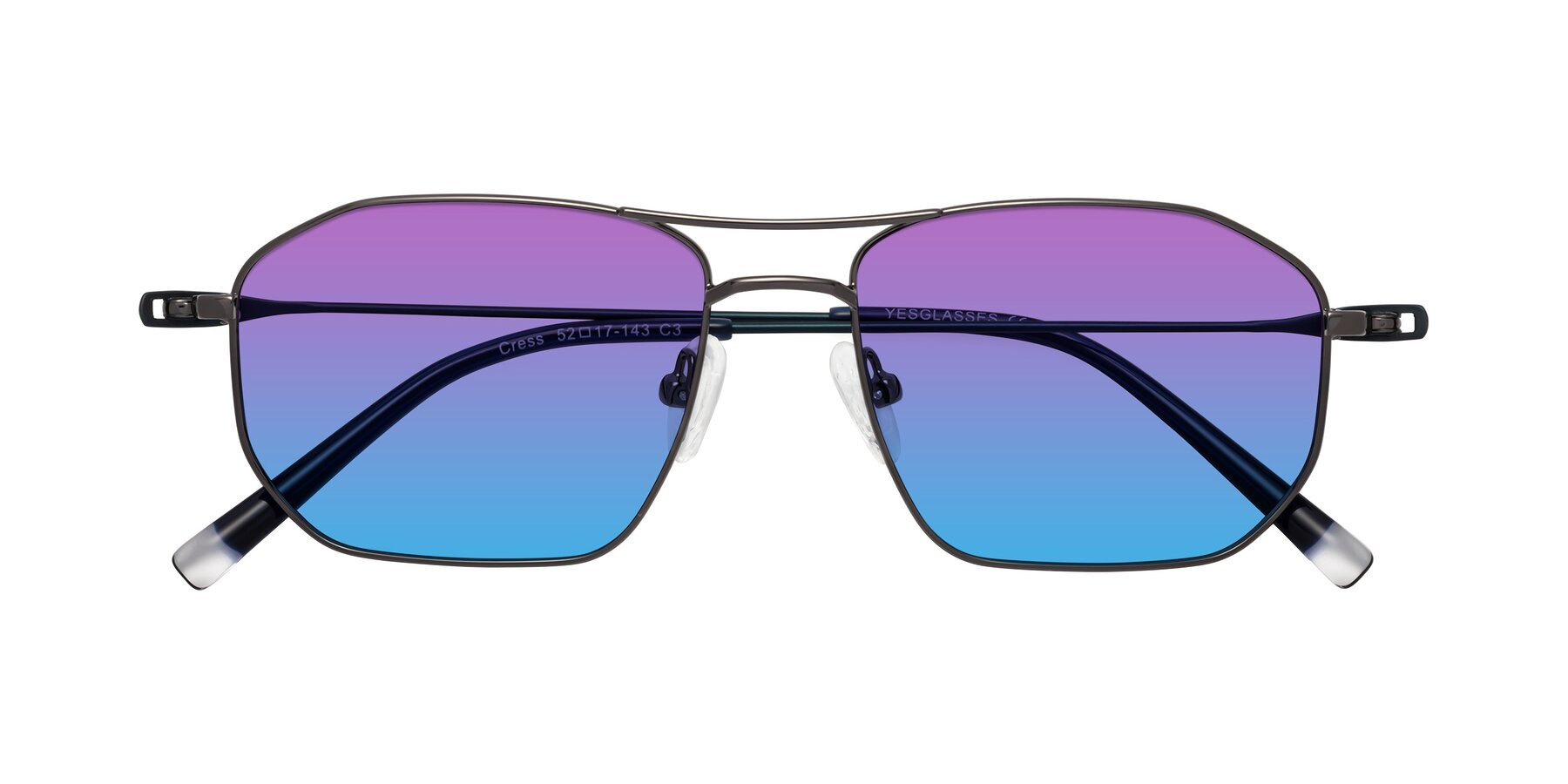 Folded Front of Cress in Gunmetal-Blue with Purple / Blue Gradient Lenses