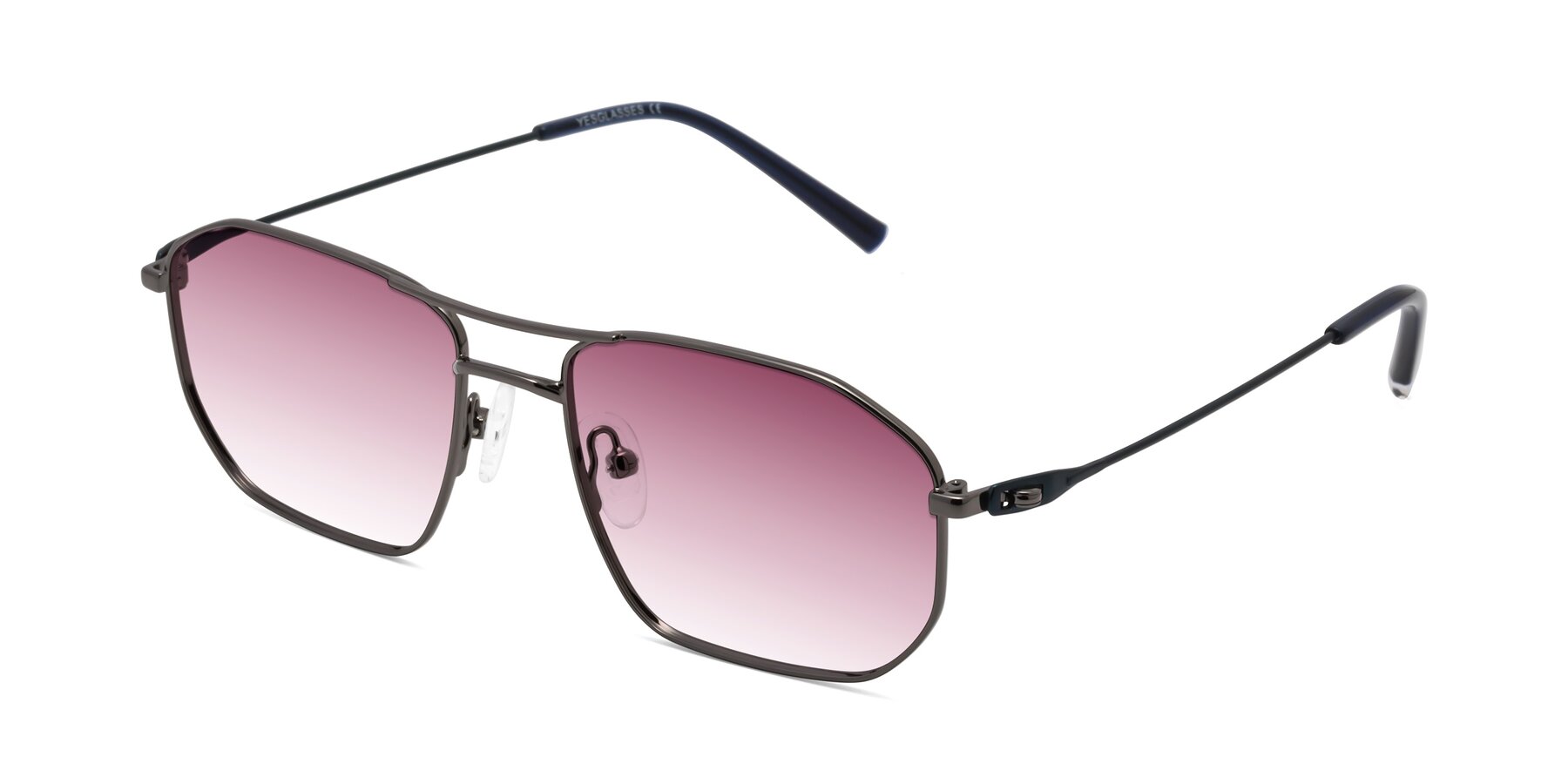 Angle of Cress in Gunmetal-Blue with Wine Gradient Lenses