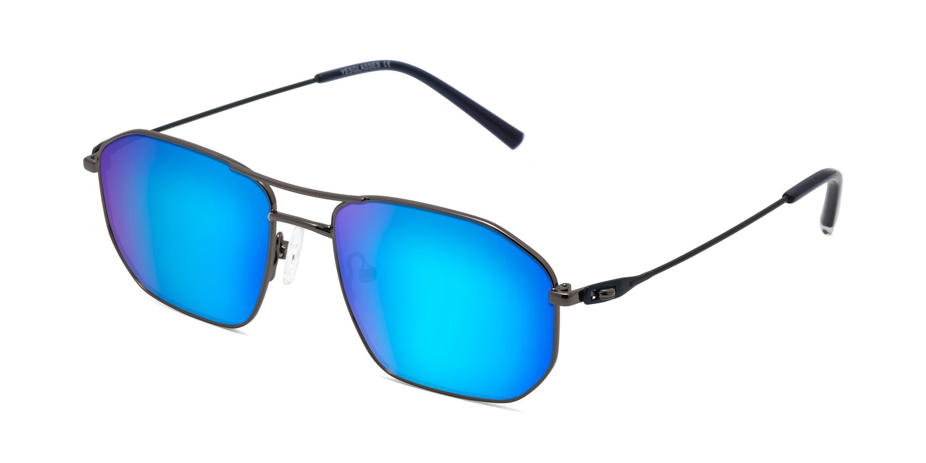 Angle of Cress in Gunmetal-Blue with Blue Mirrored Lenses