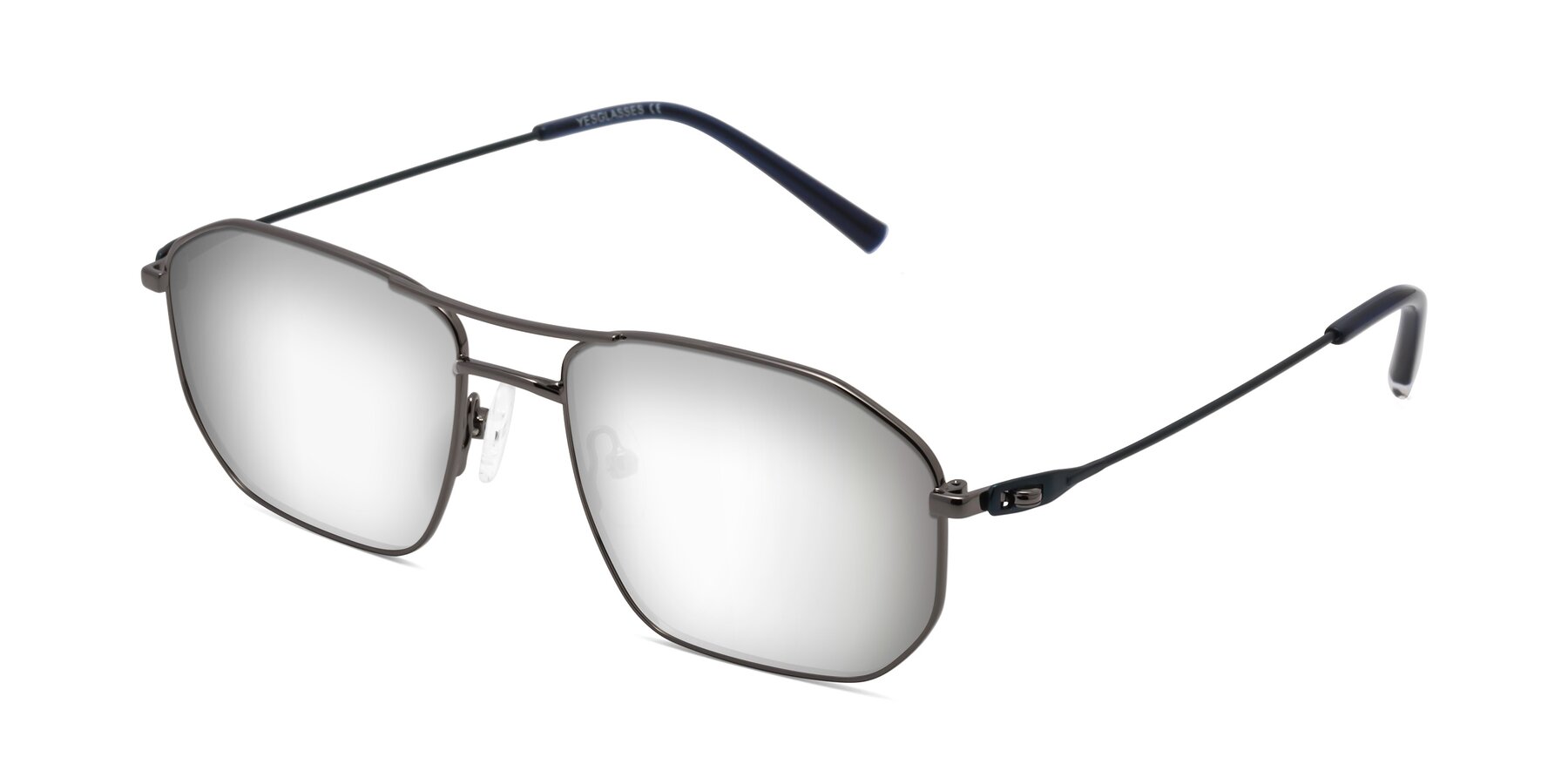 Angle of Cress in Gunmetal-Blue with Silver Mirrored Lenses