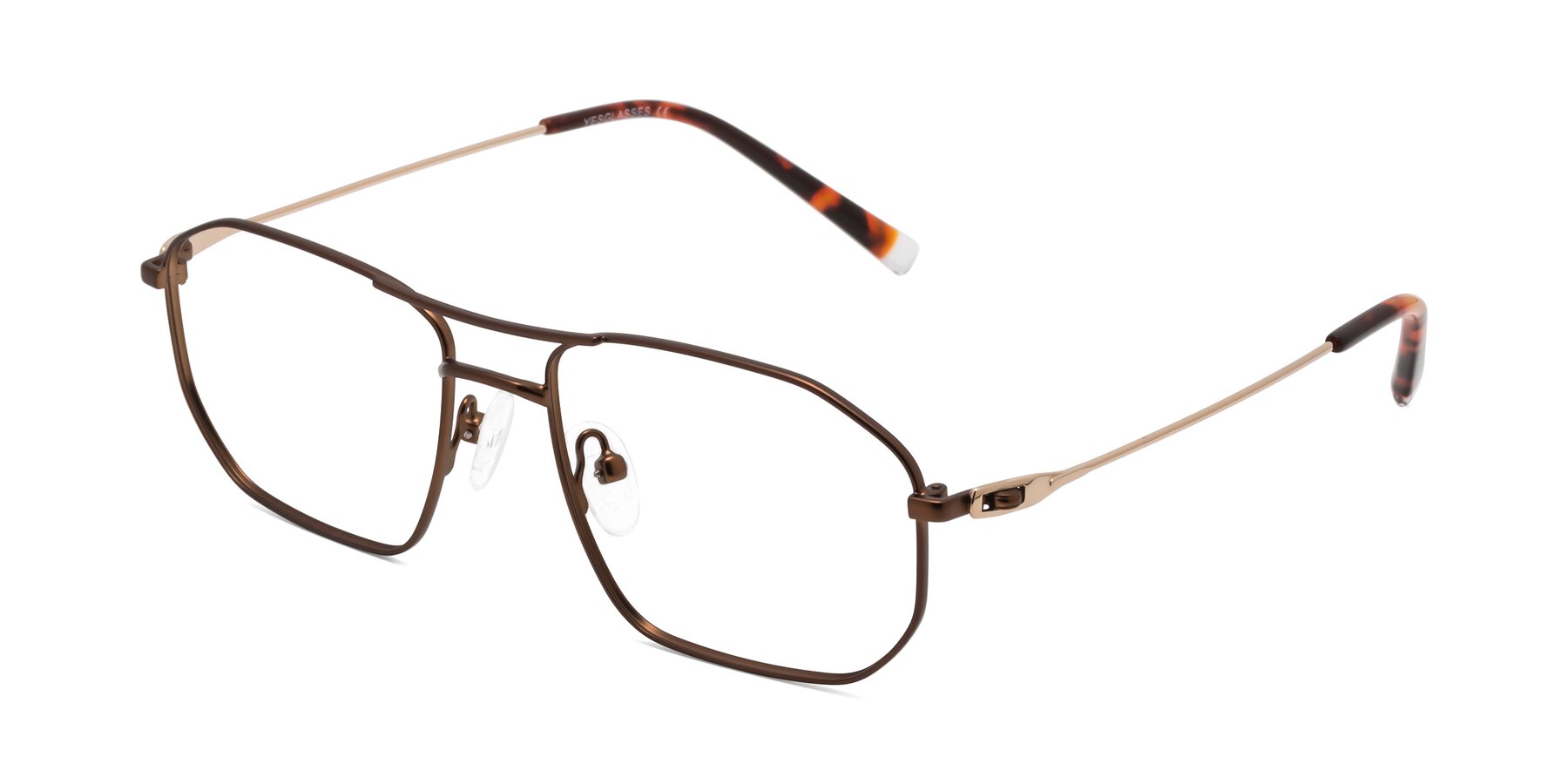 Angle of Cress in Brown-Gold with Clear Eyeglass Lenses