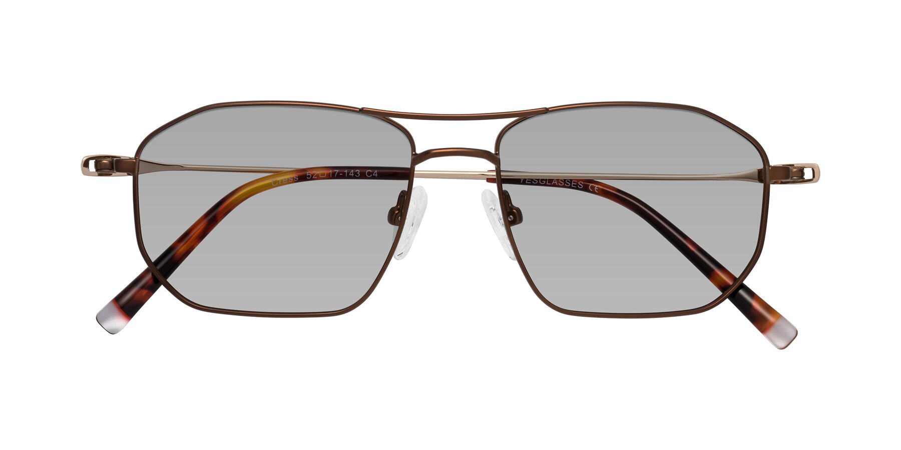 Folded Front of Cress in Brown-Gold with Light Gray Tinted Lenses