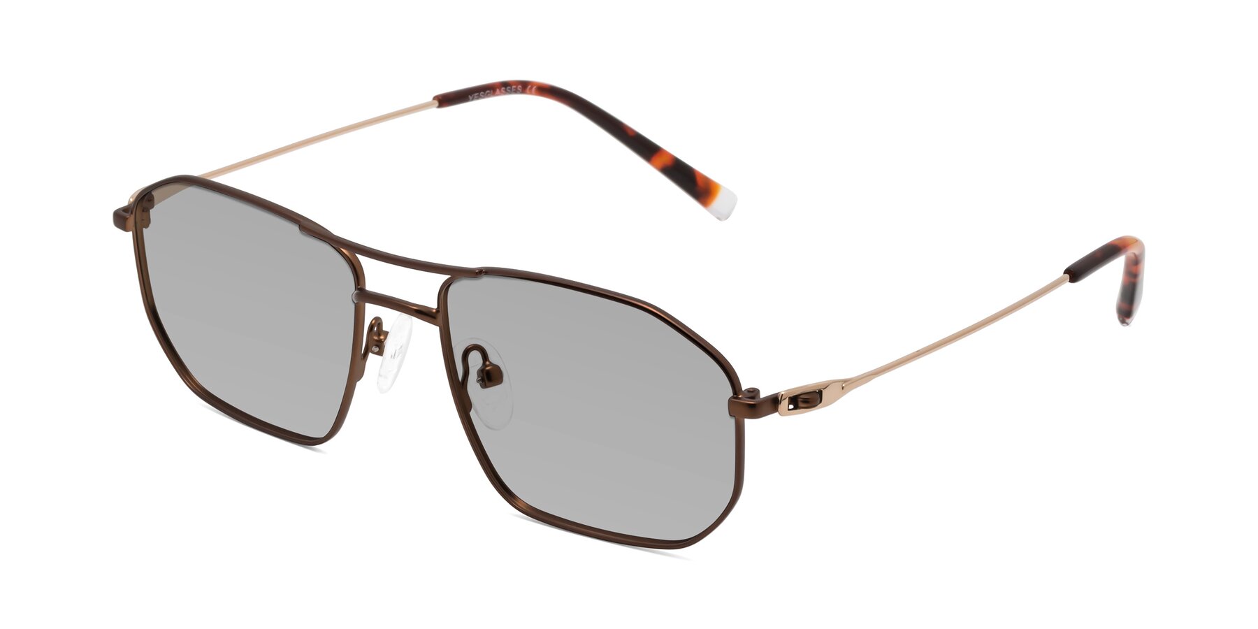 Angle of Cress in Brown-Gold with Light Gray Tinted Lenses