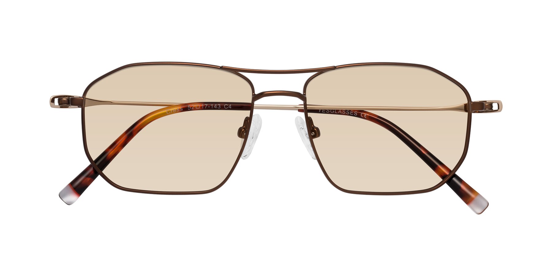 Folded Front of Cress in Brown-Gold with Light Brown Tinted Lenses