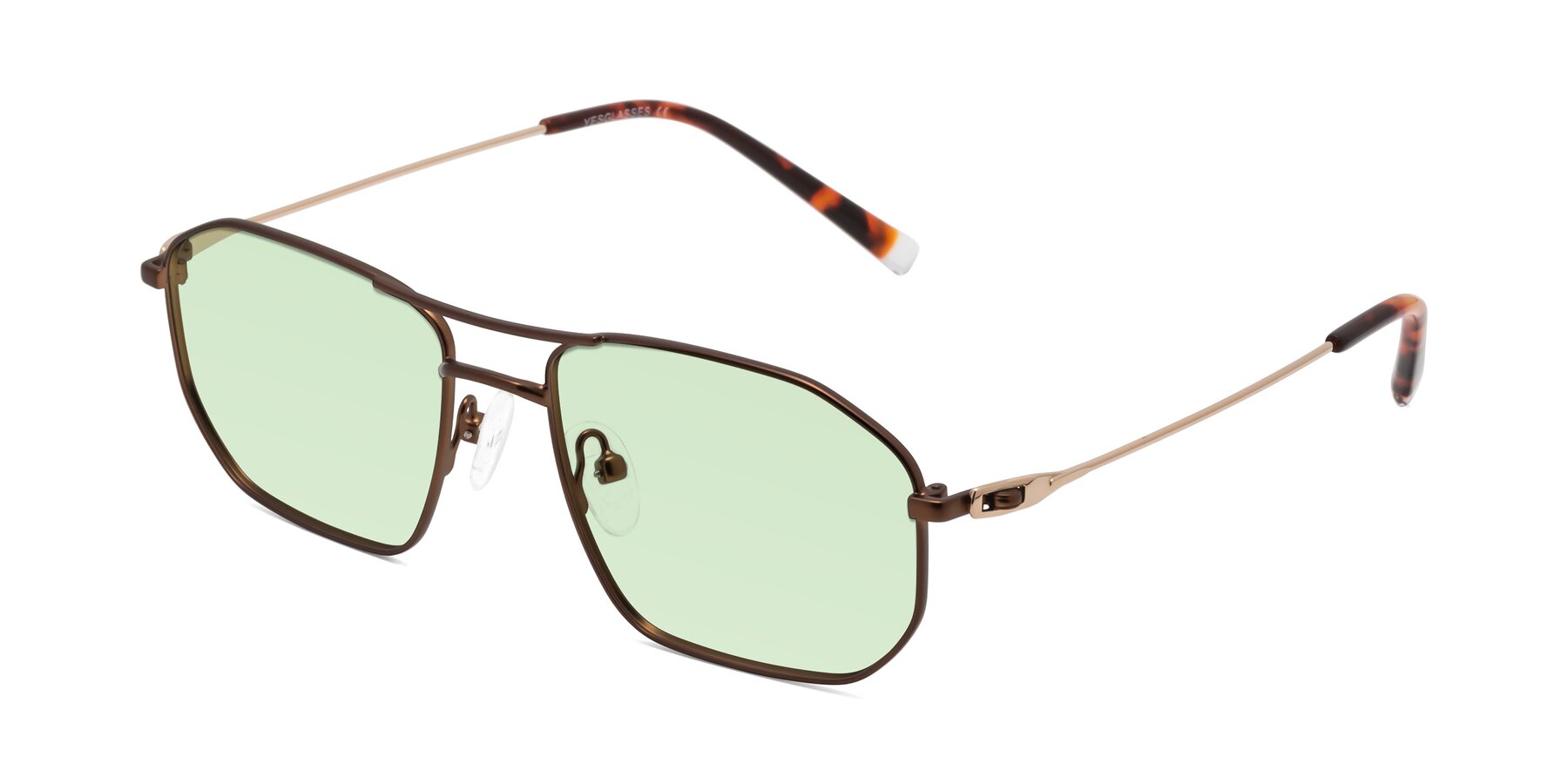 Angle of Cress in Brown-Gold with Light Green Tinted Lenses