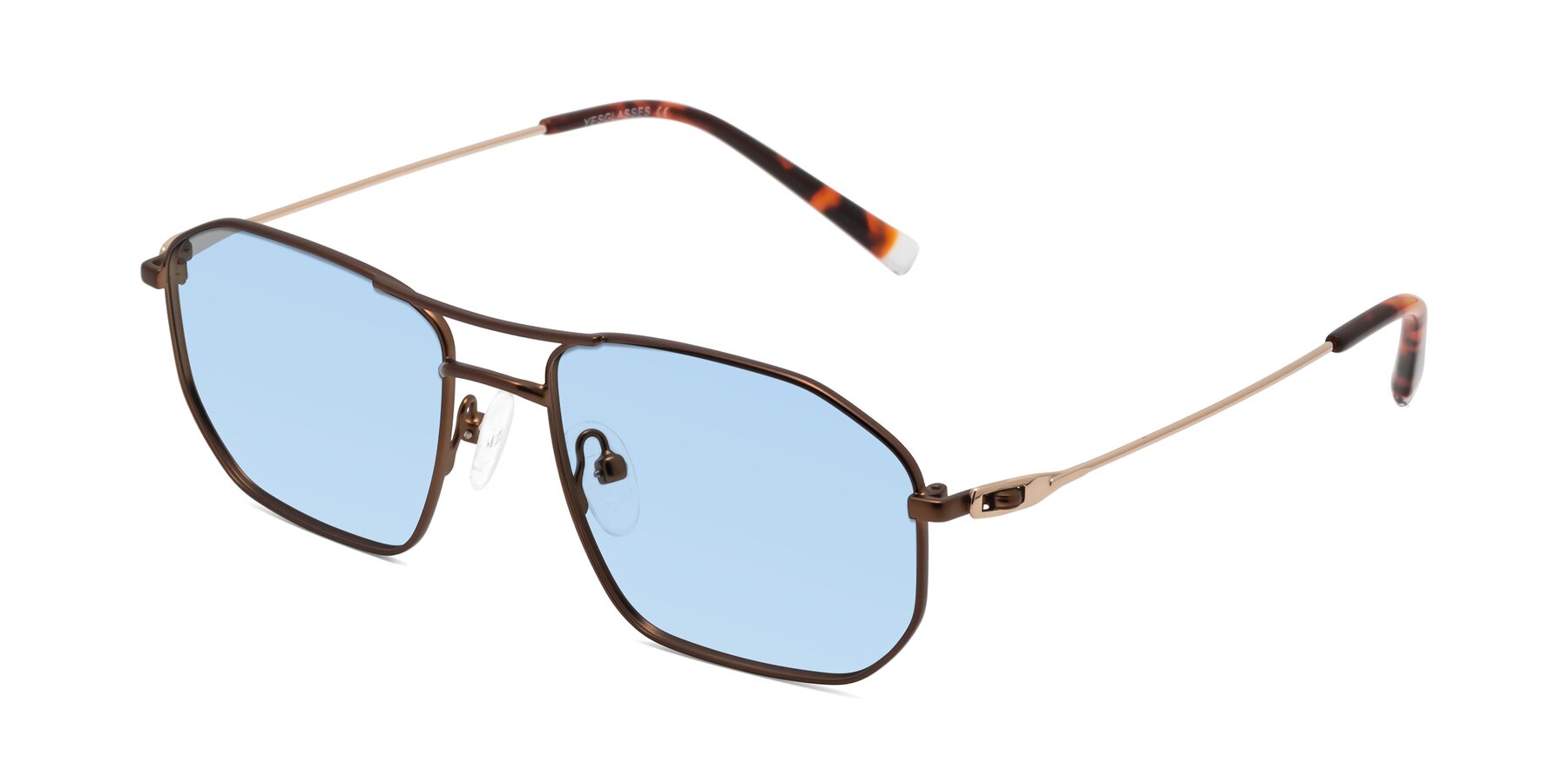 Angle of Cress in Brown-Gold with Light Blue Tinted Lenses