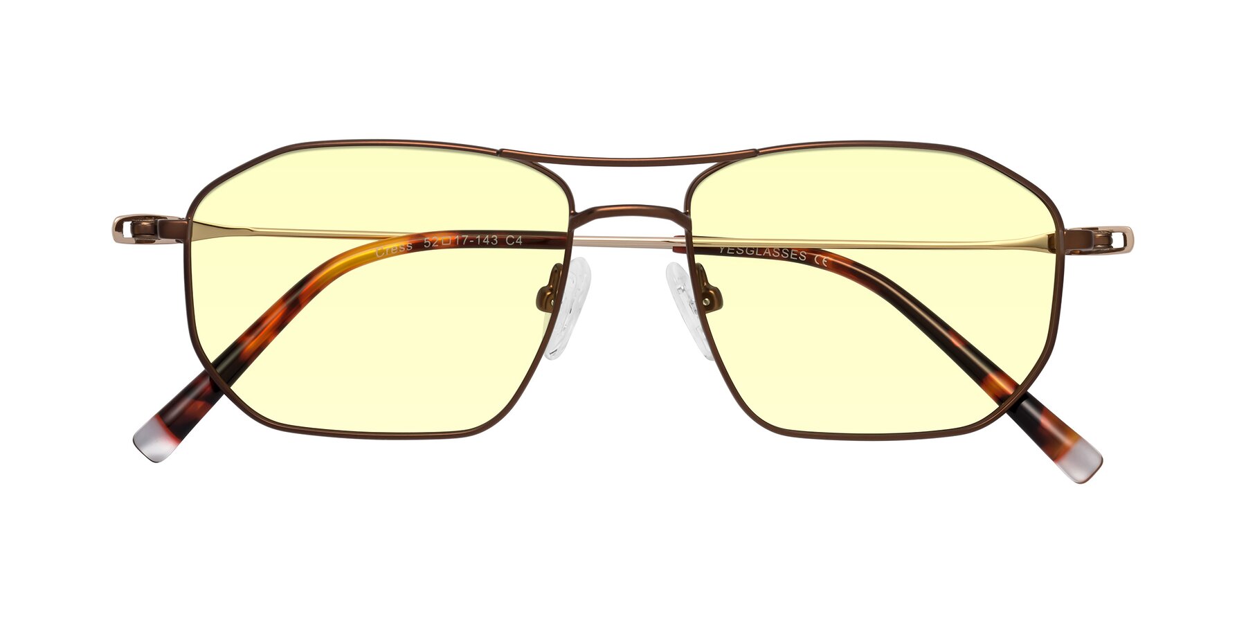 Folded Front of Cress in Brown-Gold with Light Yellow Tinted Lenses