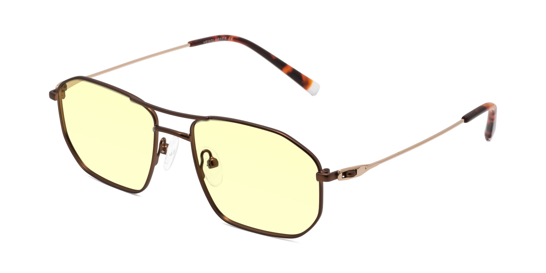 Angle of Cress in Brown-Gold with Light Yellow Tinted Lenses