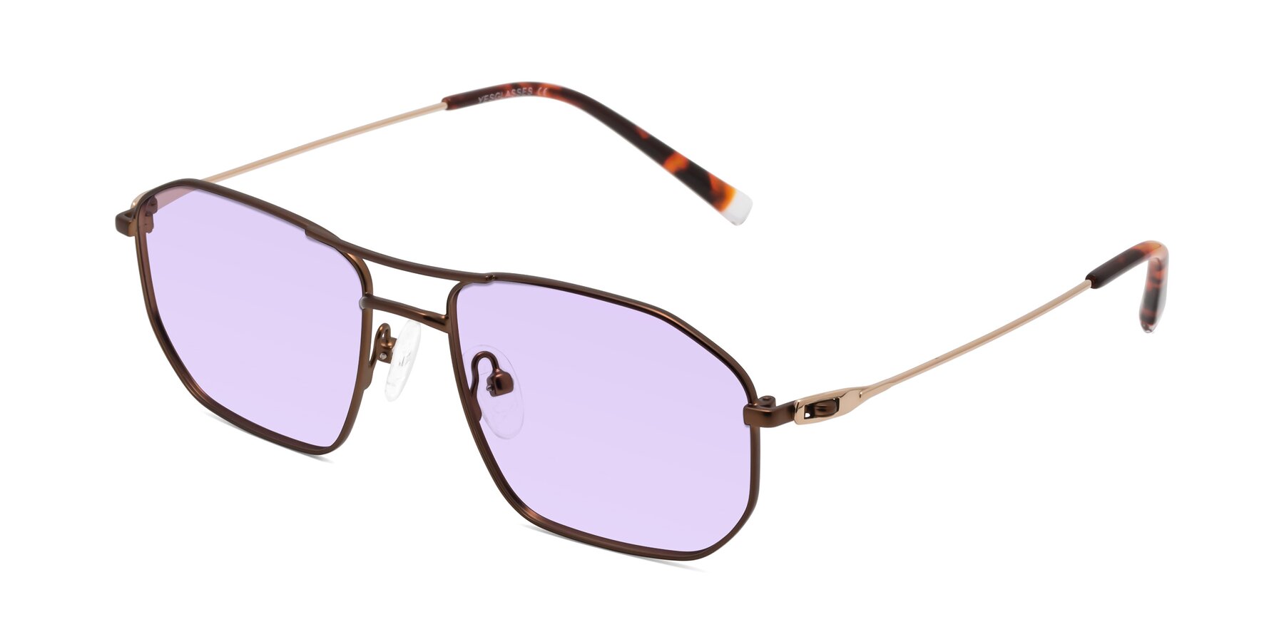 Angle of Cress in Brown-Gold with Light Purple Tinted Lenses