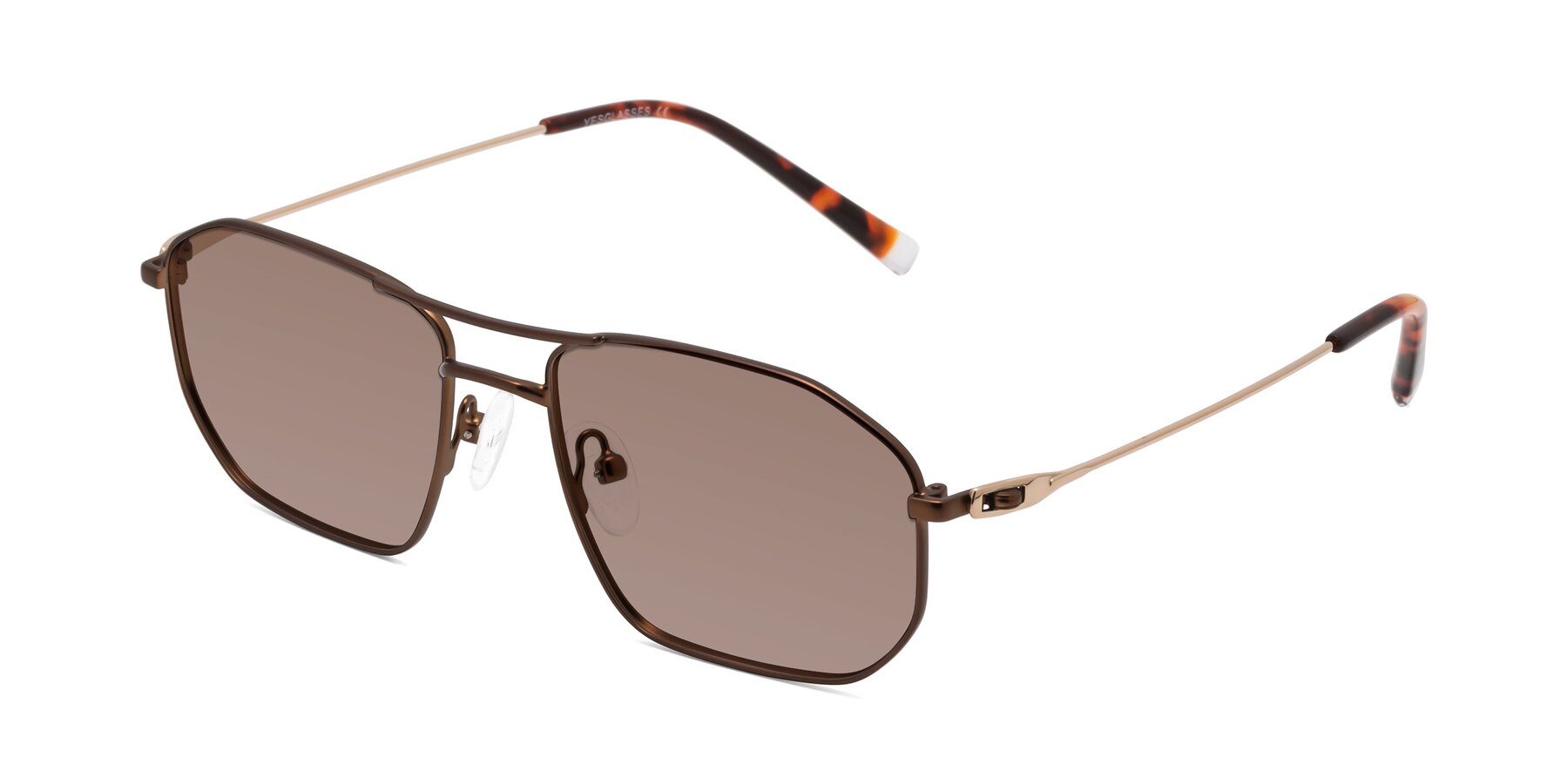 Angle of Cress in Brown-Gold with Medium Brown Tinted Lenses