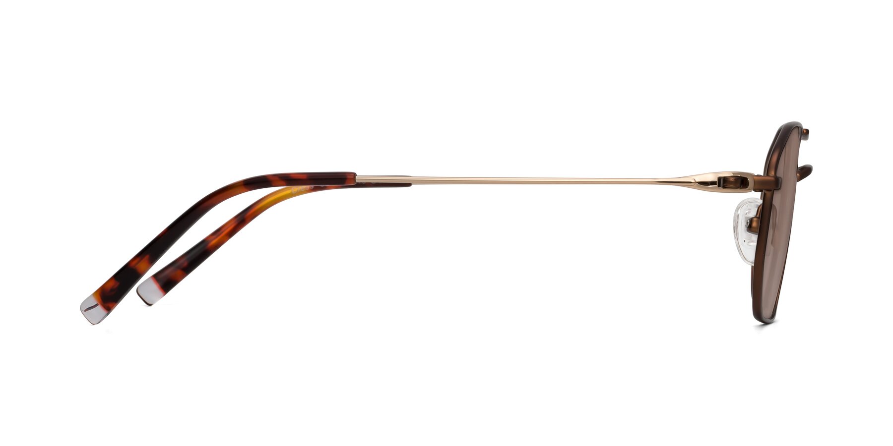 Side of Cress in Brown-Gold with Medium Brown Tinted Lenses