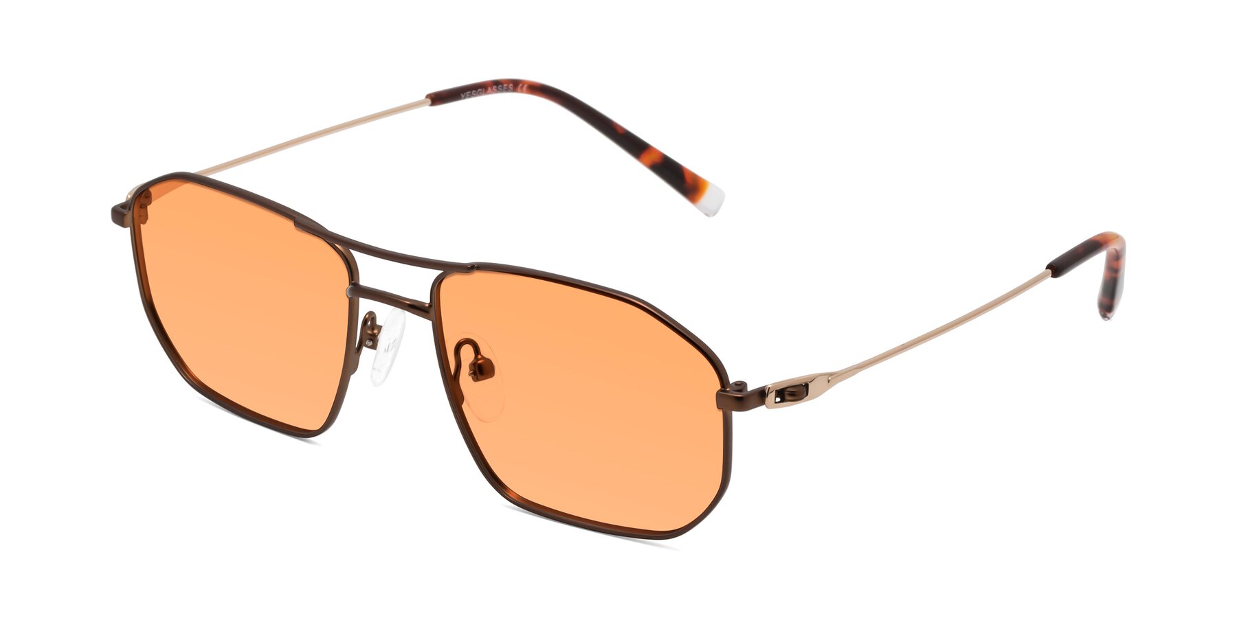 Angle of Cress in Brown-Gold with Medium Orange Tinted Lenses