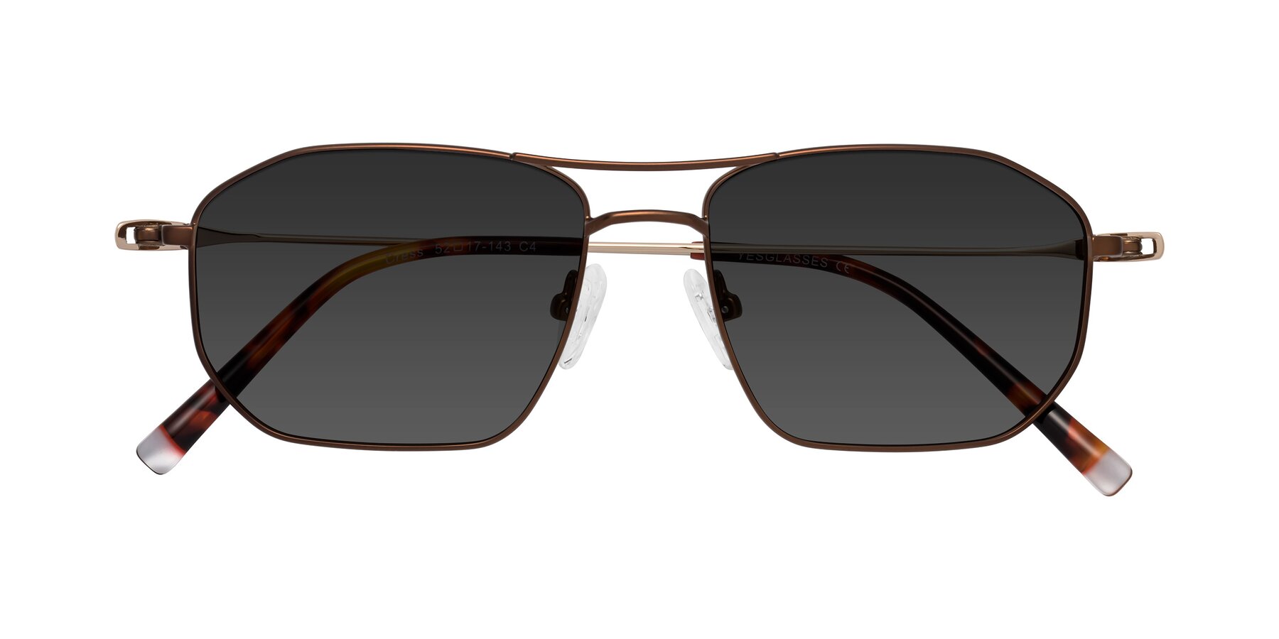 Folded Front of Cress in Brown-Gold with Gray Tinted Lenses