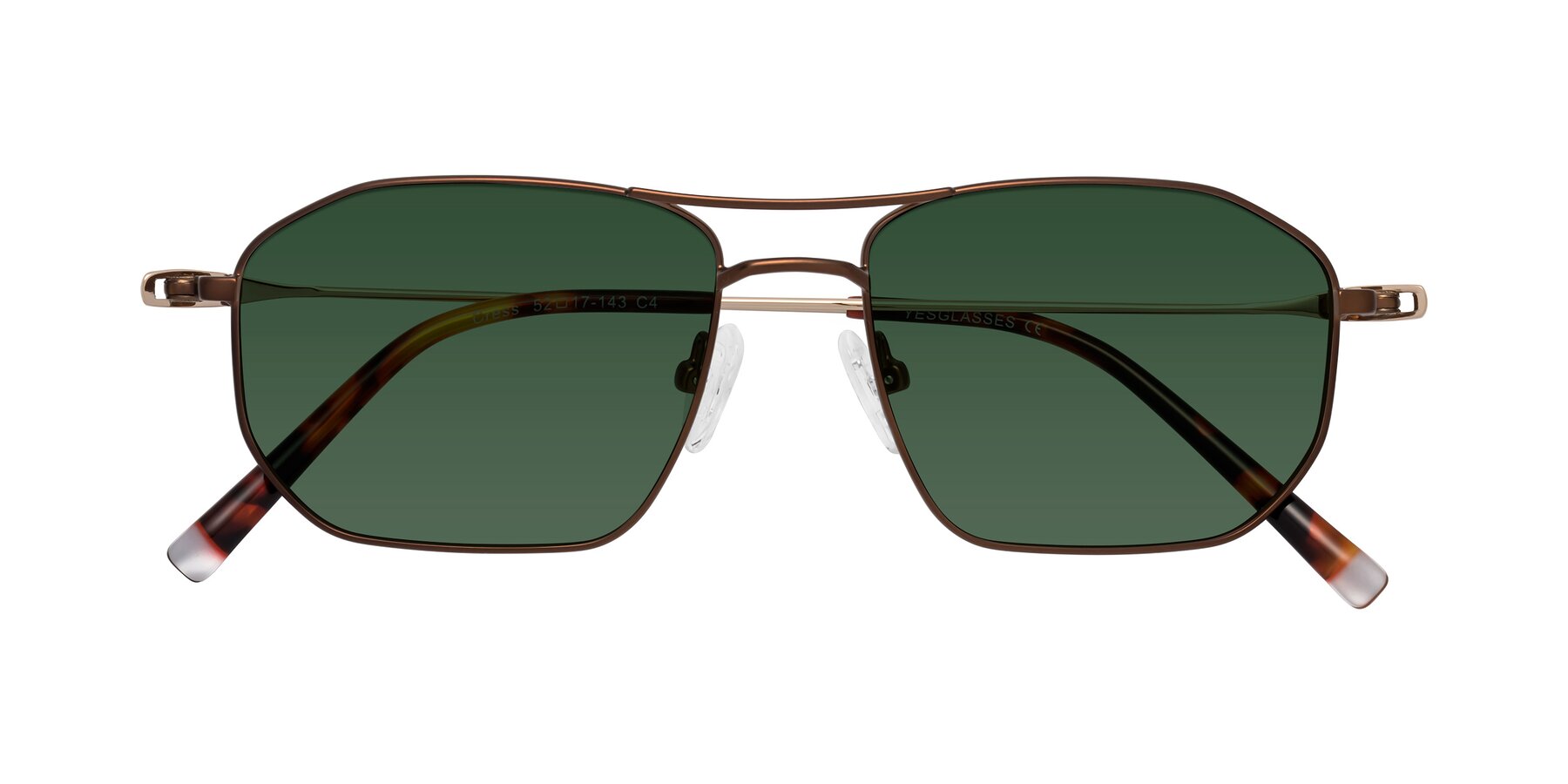 Folded Front of Cress in Brown-Gold with Green Tinted Lenses