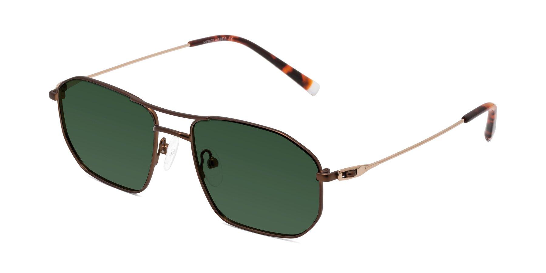 Angle of Cress in Brown-Gold with Green Tinted Lenses