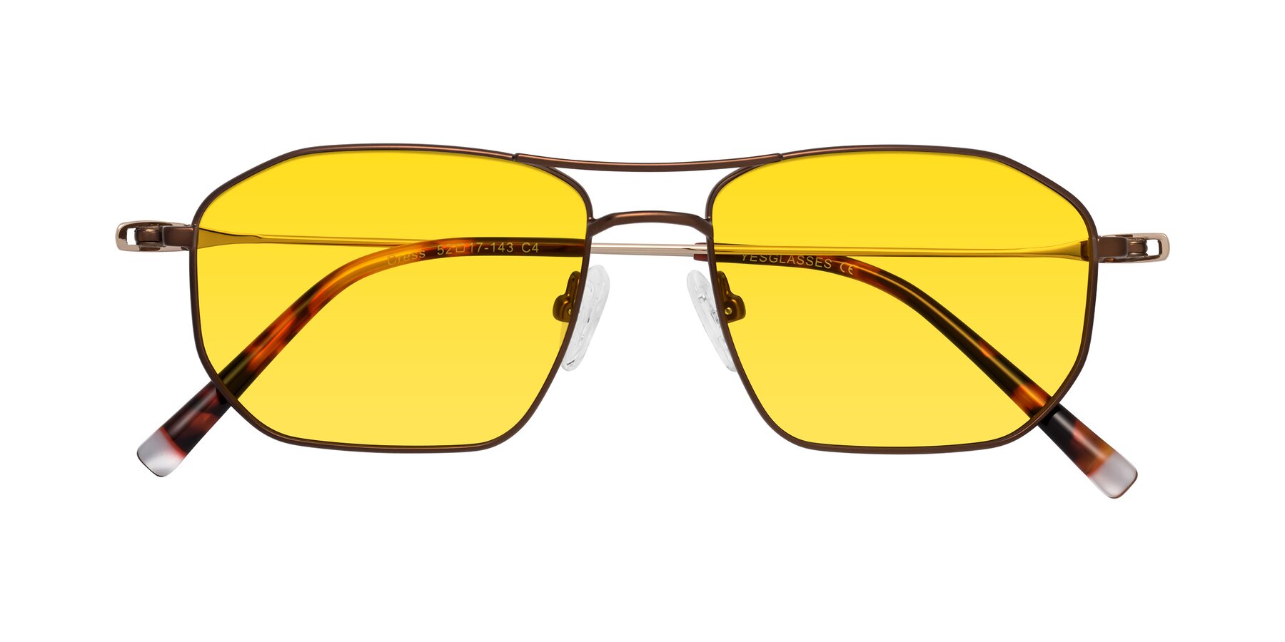 Folded Front of Cress in Brown-Gold with Yellow Tinted Lenses