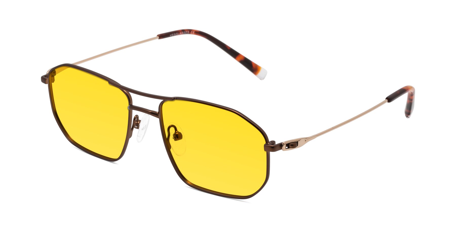 Angle of Cress in Brown-Gold with Yellow Tinted Lenses