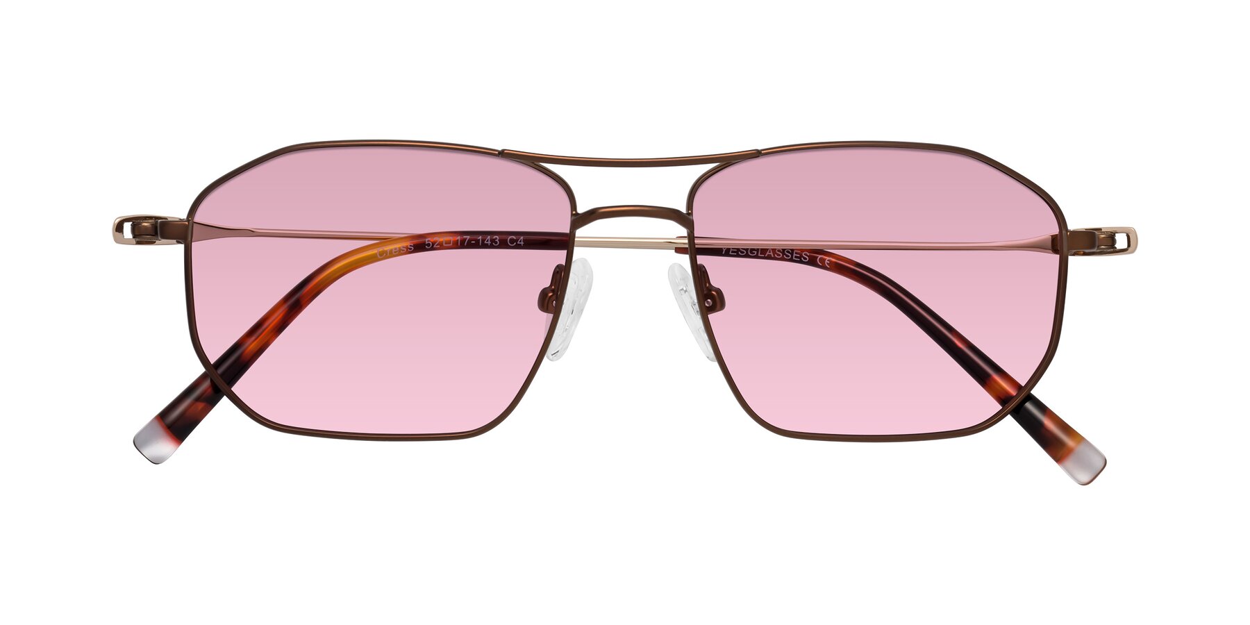 Folded Front of Cress in Brown-Gold with Light Wine Tinted Lenses