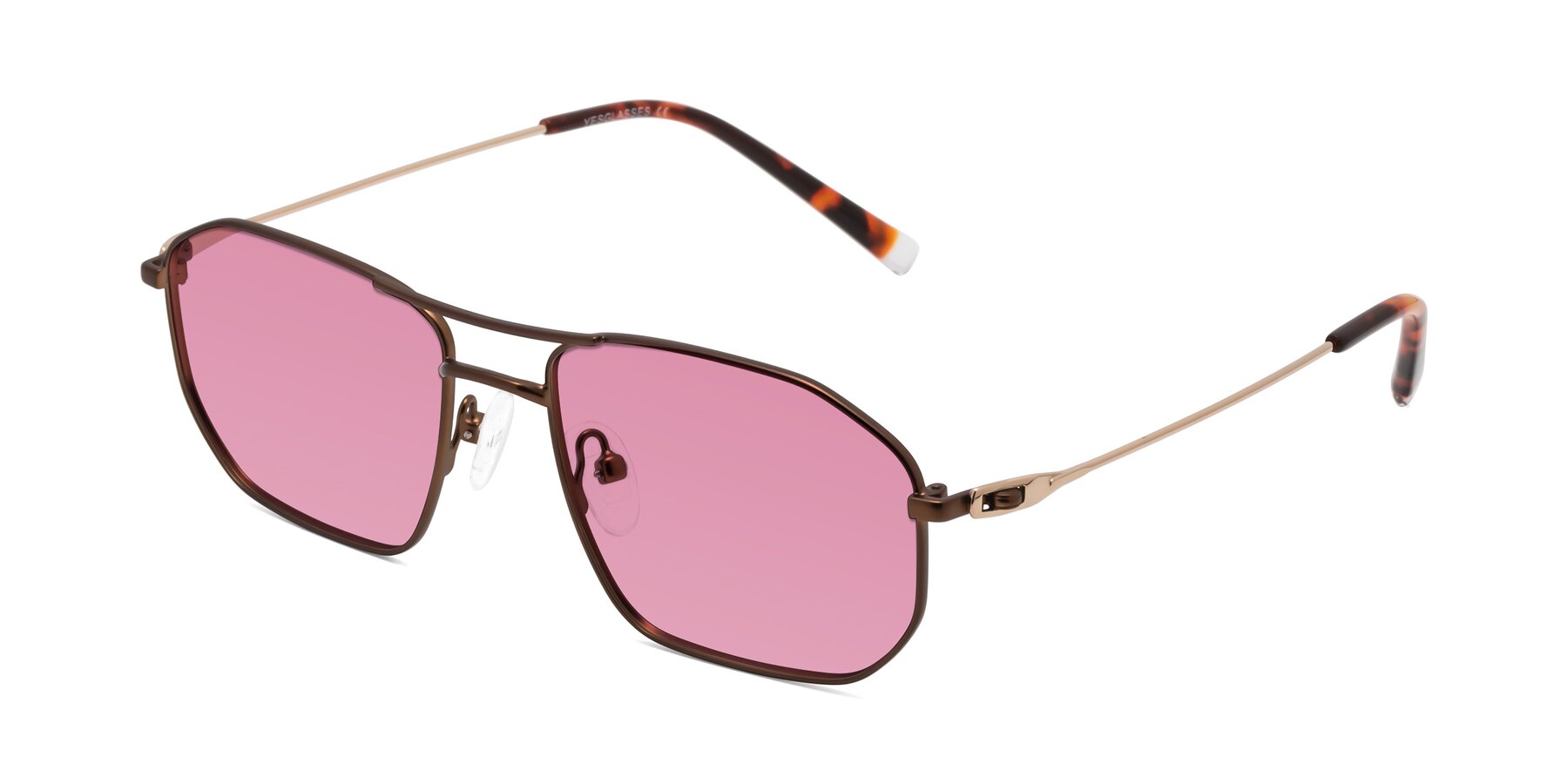 Angle of Cress in Brown-Gold with Medium Wine Tinted Lenses