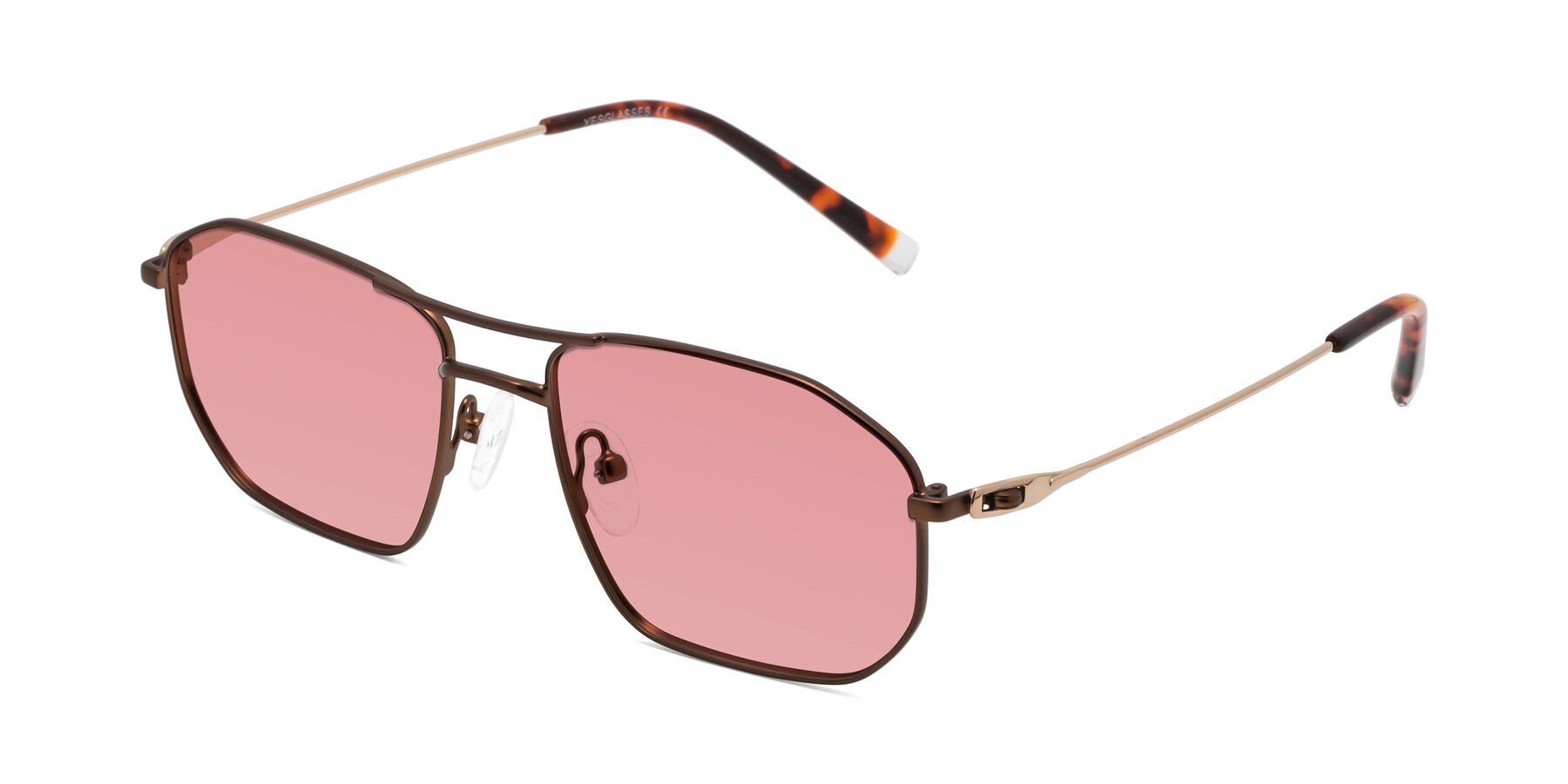 Angle of Cress in Brown-Gold with Medium Garnet Tinted Lenses