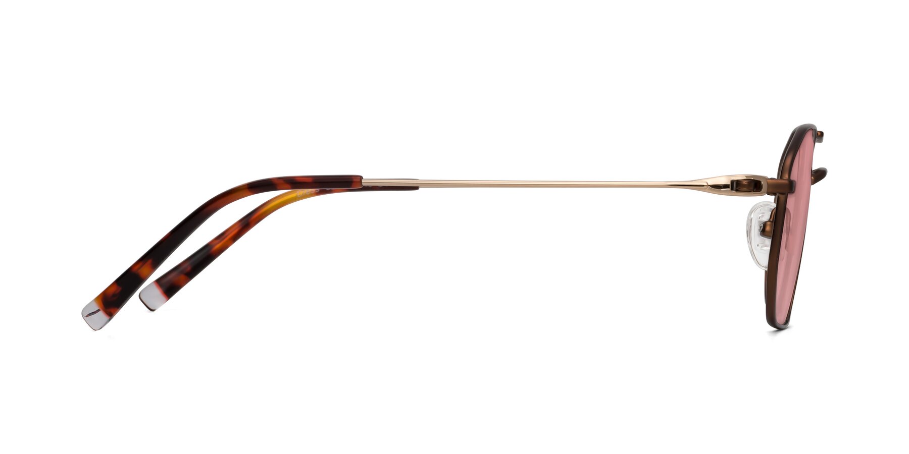 Side of Cress in Brown-Gold with Medium Garnet Tinted Lenses