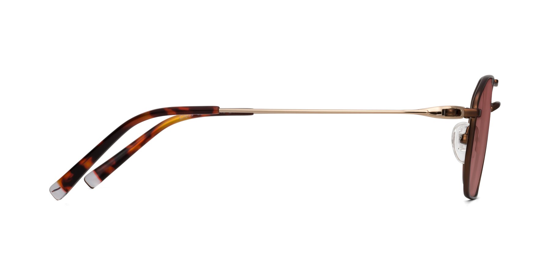 Side of Cress in Brown-Gold with Garnet Tinted Lenses