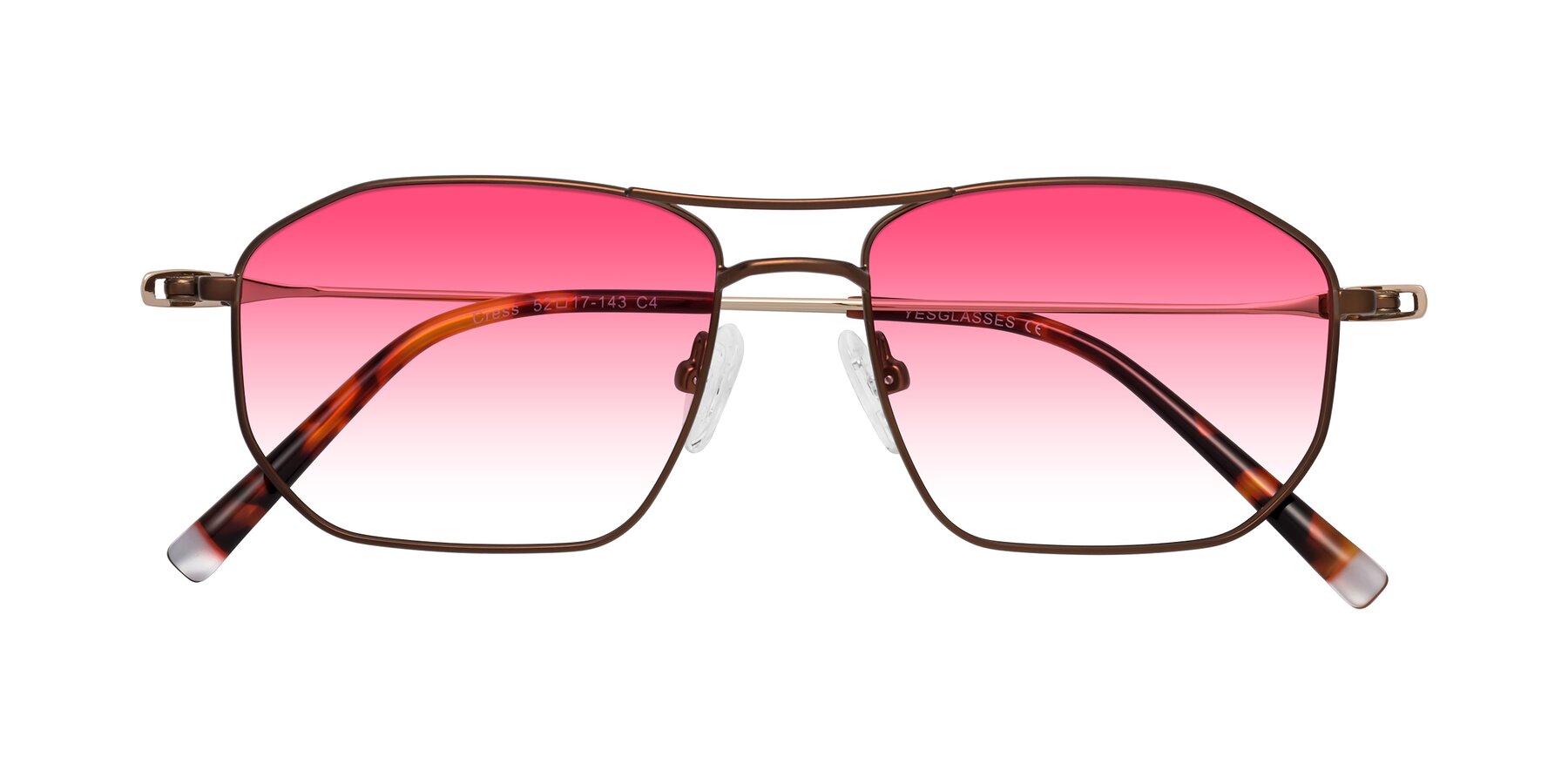 Folded Front of Cress in Brown-Gold with Pink Gradient Lenses