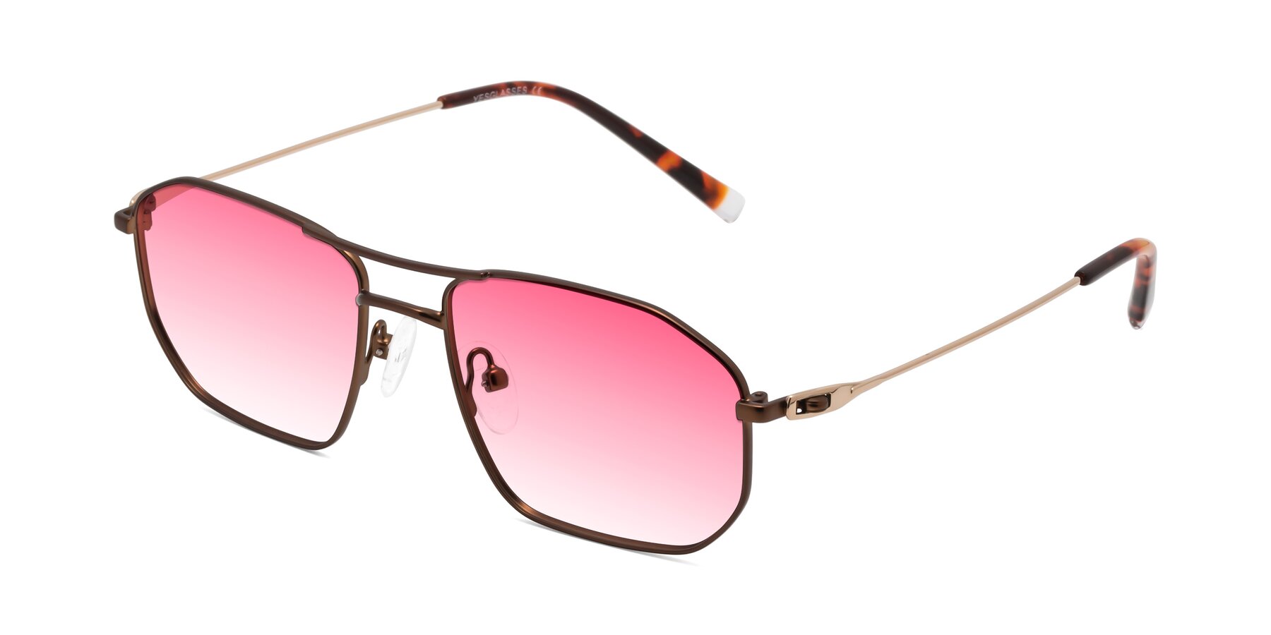 Angle of Cress in Brown-Gold with Pink Gradient Lenses