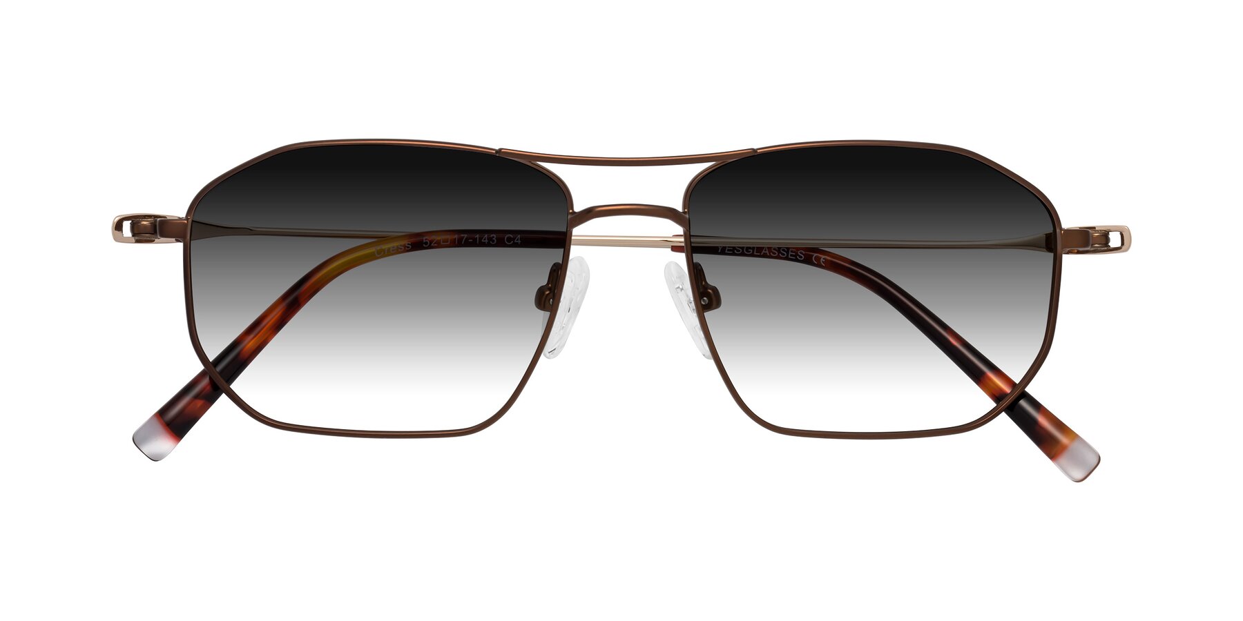 Folded Front of Cress in Brown-Gold with Gray Gradient Lenses