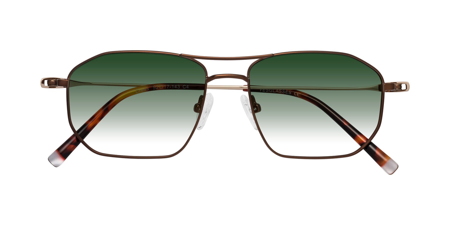 Folded Front of Cress in Brown-Gold with Green Gradient Lenses