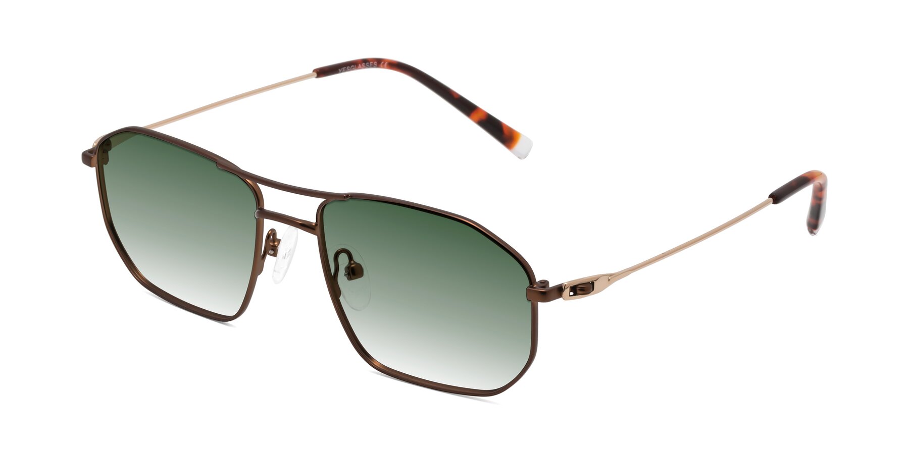 Angle of Cress in Brown-Gold with Green Gradient Lenses