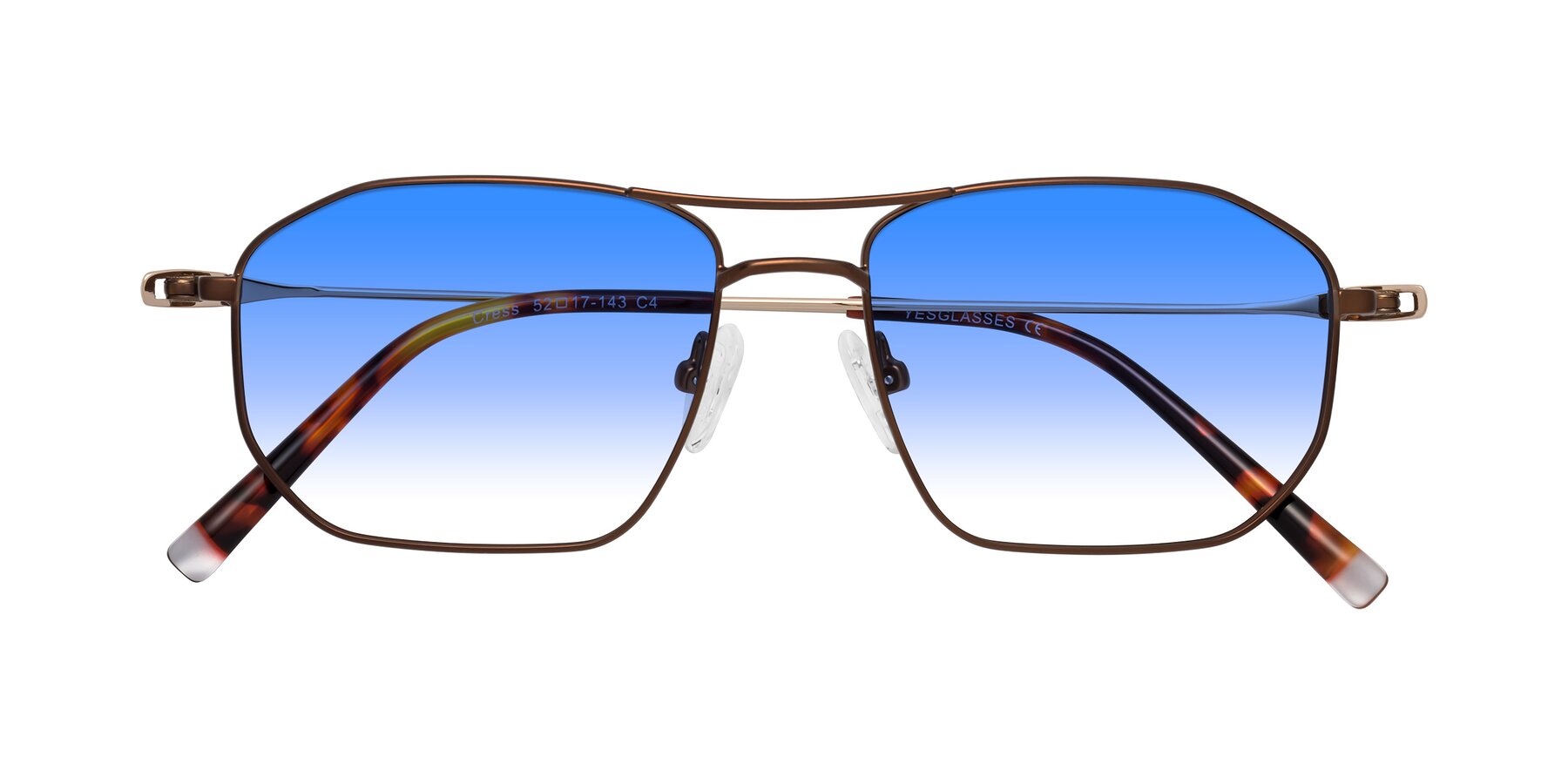 Folded Front of Cress in Brown-Gold with Blue Gradient Lenses