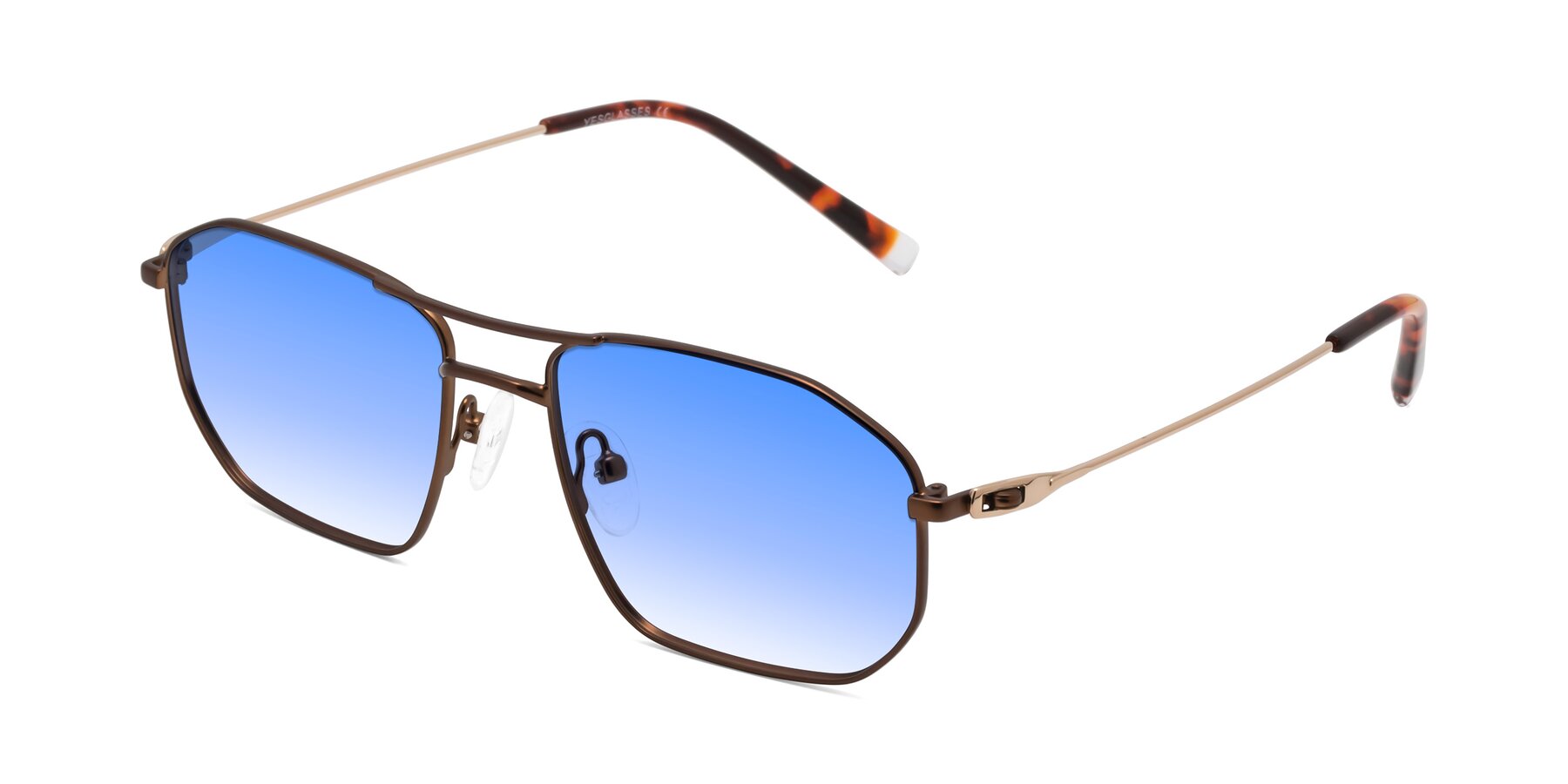 Angle of Cress in Brown-Gold with Blue Gradient Lenses