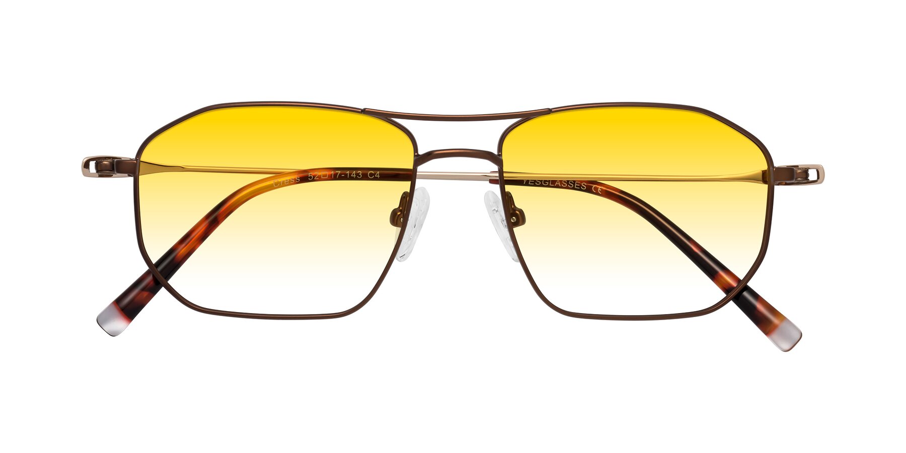 Folded Front of Cress in Brown-Gold with Yellow Gradient Lenses