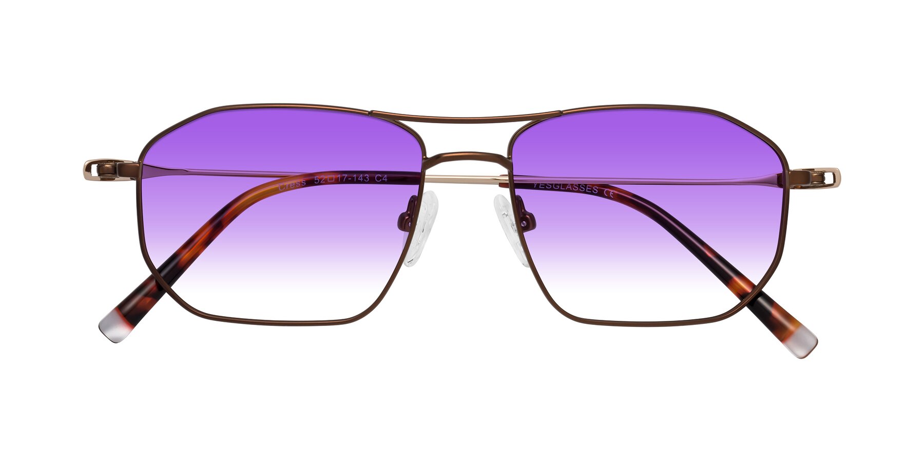 Folded Front of Cress in Brown-Gold with Purple Gradient Lenses