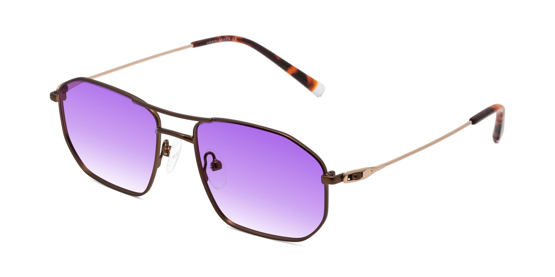 Angle of Cress in Brown-Gold with Purple Gradient Lenses