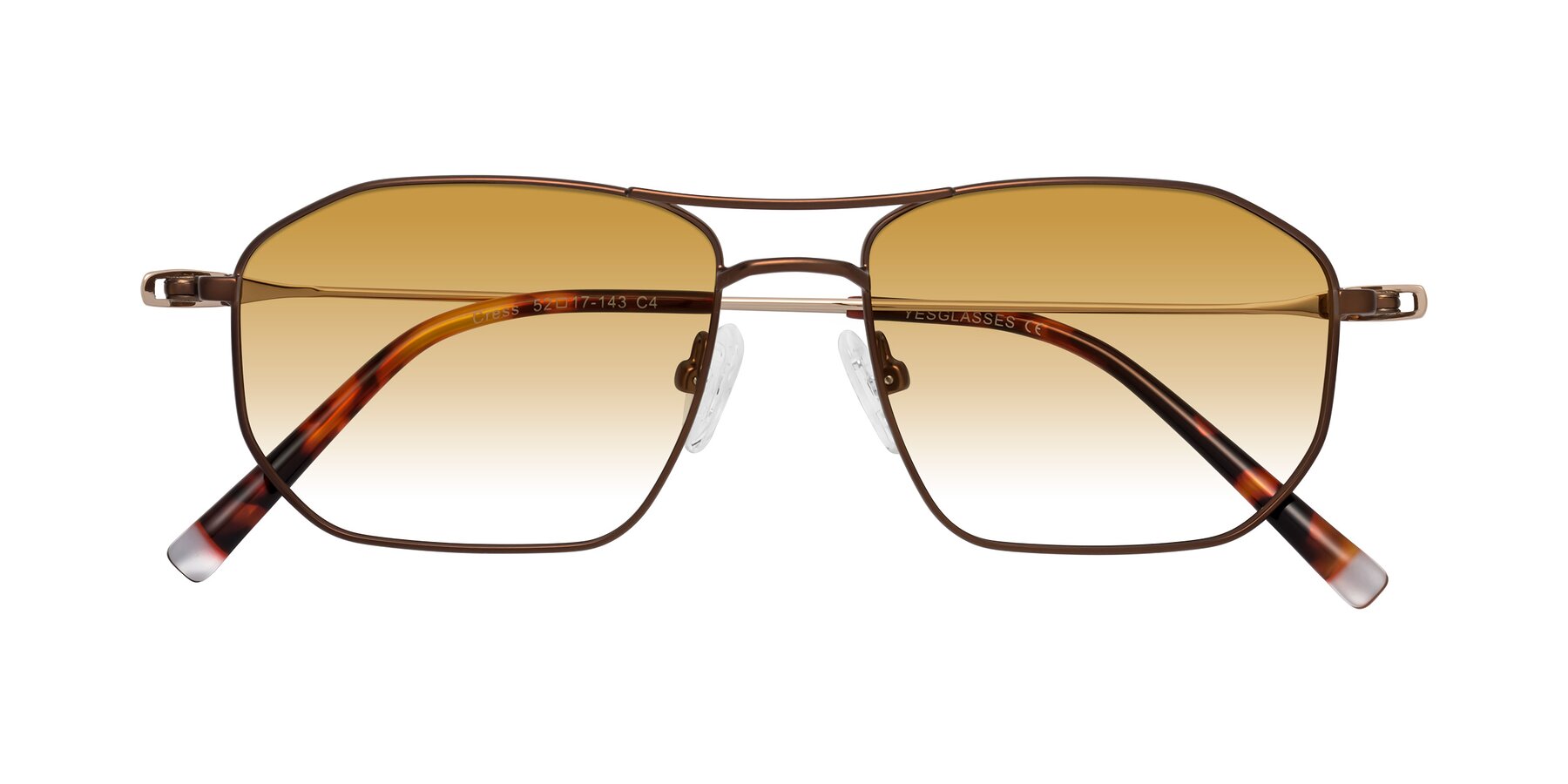 Folded Front of Cress in Brown-Gold with Champagne Gradient Lenses