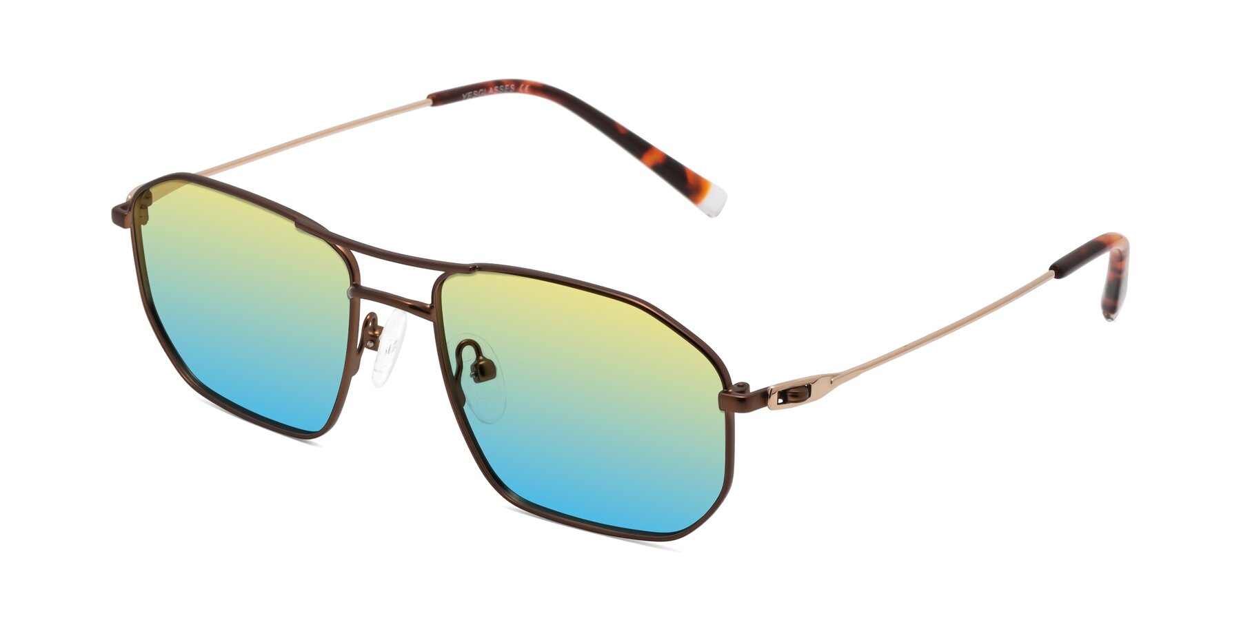 Angle of Cress in Brown-Gold with Yellow / Blue Gradient Lenses