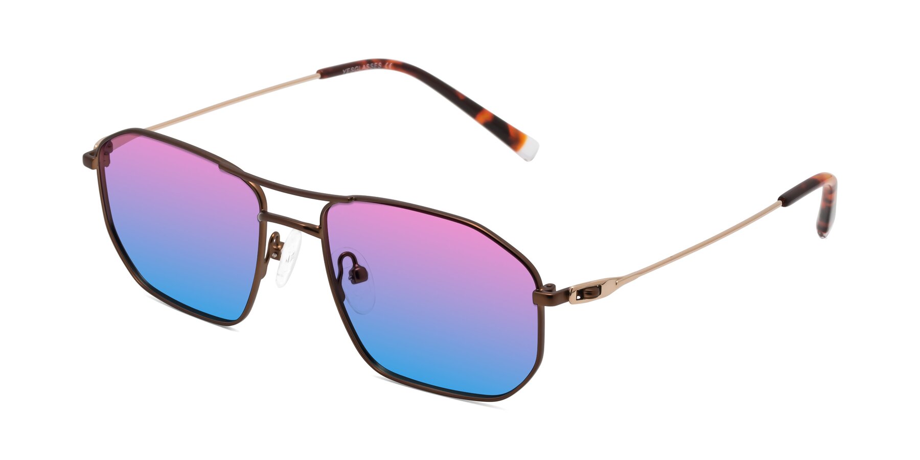 Angle of Cress in Brown-Gold with Pink / Blue Gradient Lenses