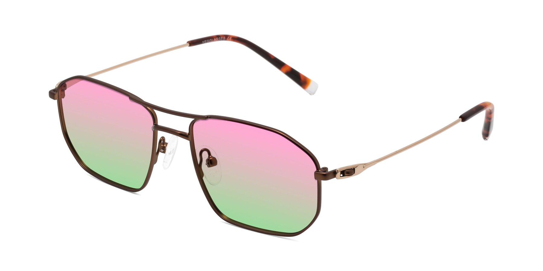 Angle of Cress in Brown-Gold with Pink / Green Gradient Lenses