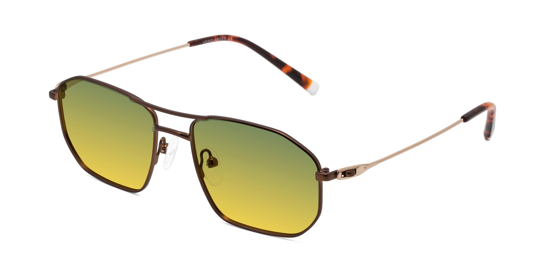 Angle of Cress in Brown-Gold with Green / Yellow Gradient Lenses