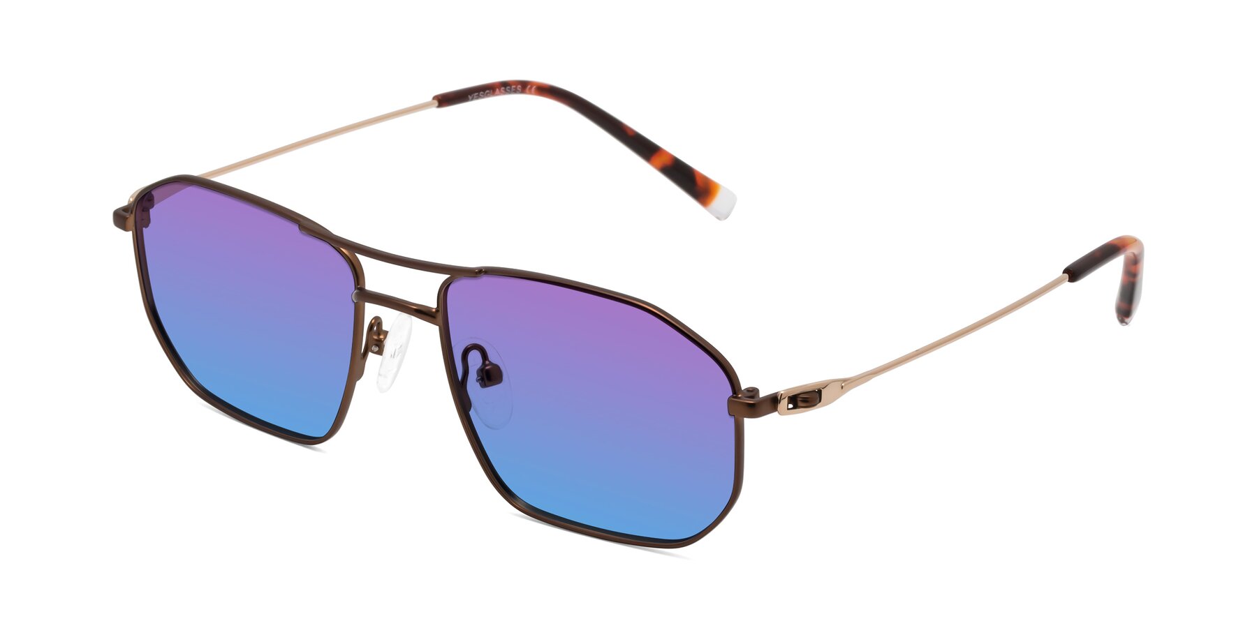 Angle of Cress in Brown-Gold with Purple / Blue Gradient Lenses