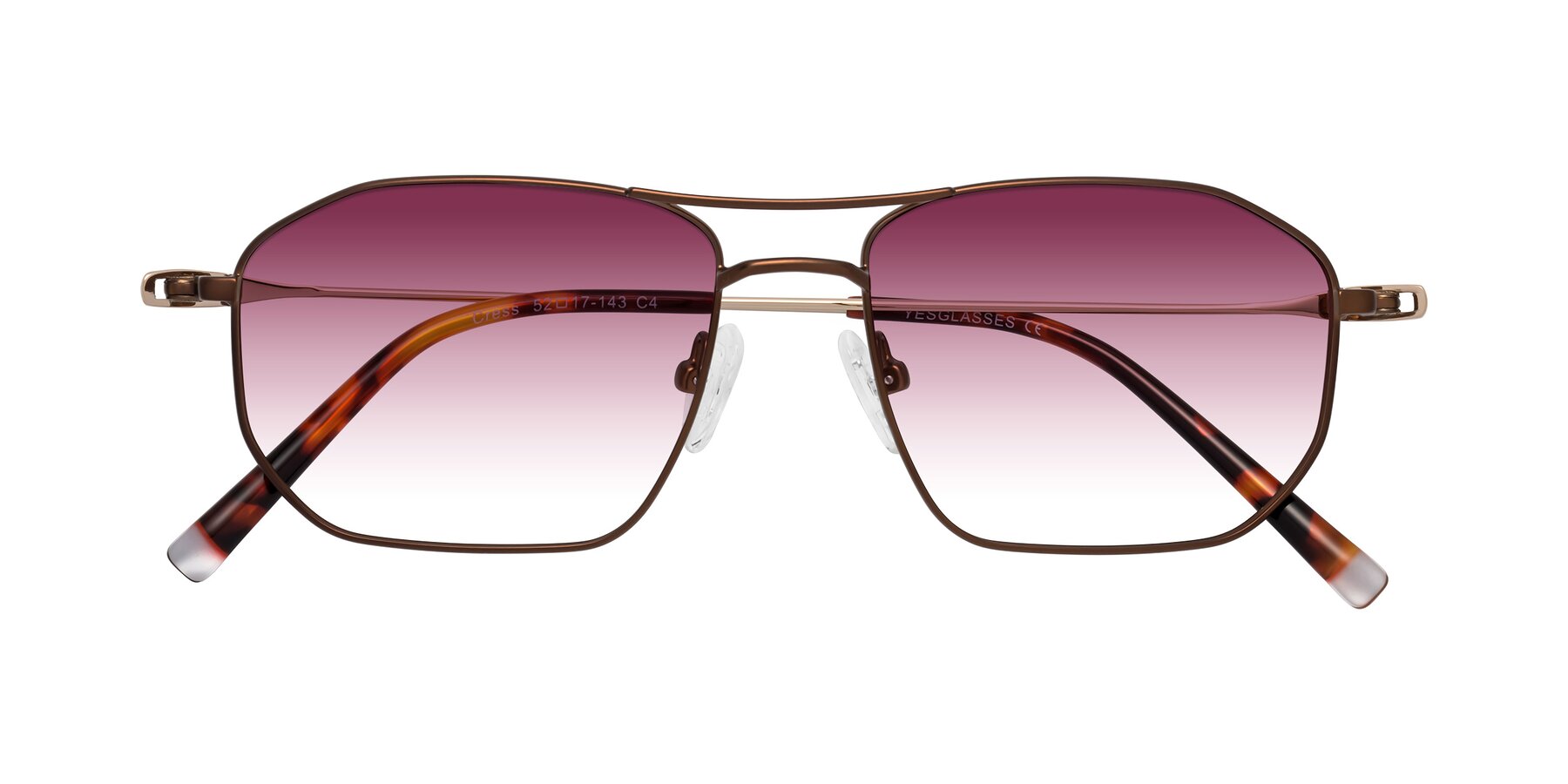 Folded Front of Cress in Brown-Gold with Wine Gradient Lenses