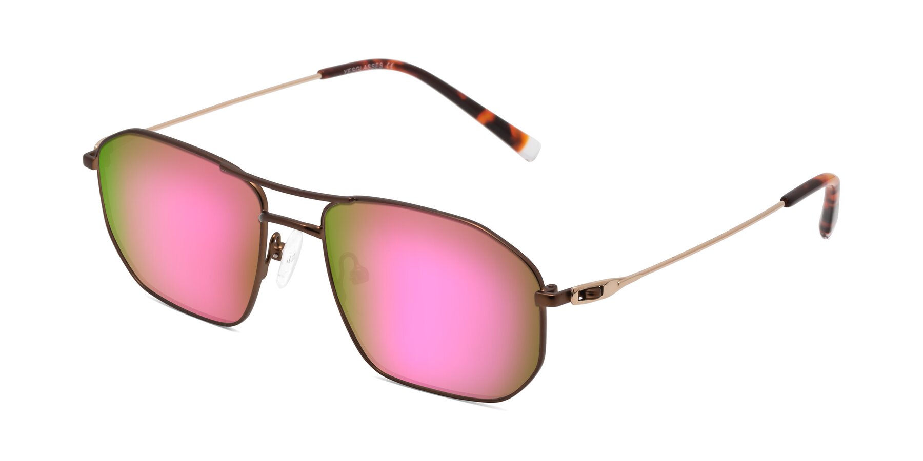 Angle of Cress in Brown-Gold with Pink Mirrored Lenses