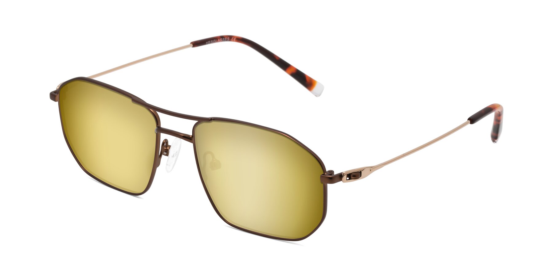 Angle of Cress in Brown-Gold with Gold Mirrored Lenses